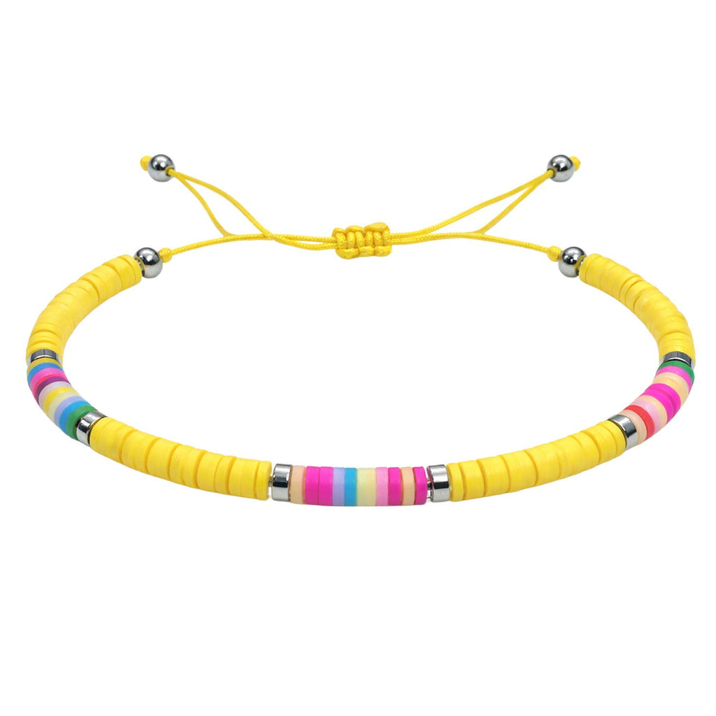 Pulsera de Hilo Encerado con Cuentas Heishi Multicolor en acabado amarillo – vista principal