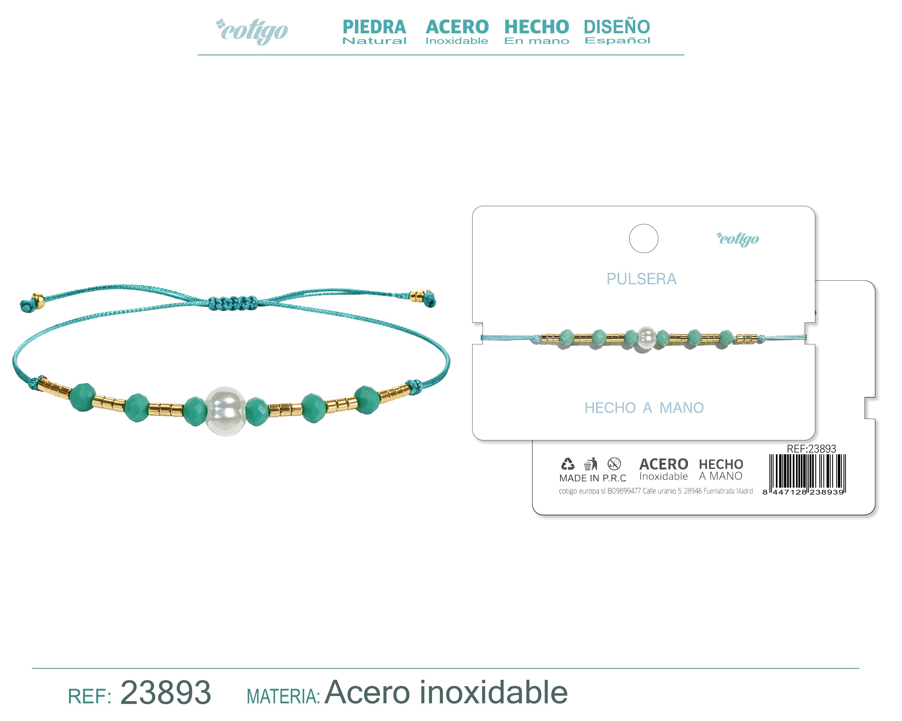 Pulsera de Hilo con Piedras Naturales y Bola de Acero Inoxidable – detalle 5
