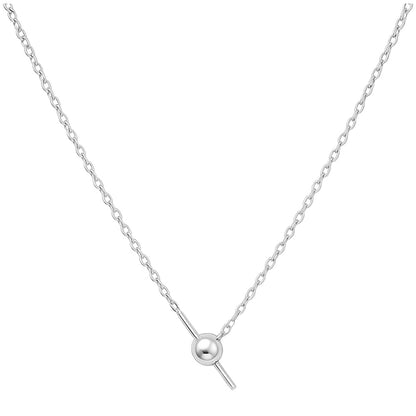 Collar de Cadena Acero color Plateado Con Cirre de Bola y Goma para CHARM