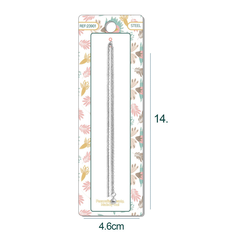 Collar de Cadena Acero color Plateado Con Cirre de Bola y Goma para CHARM