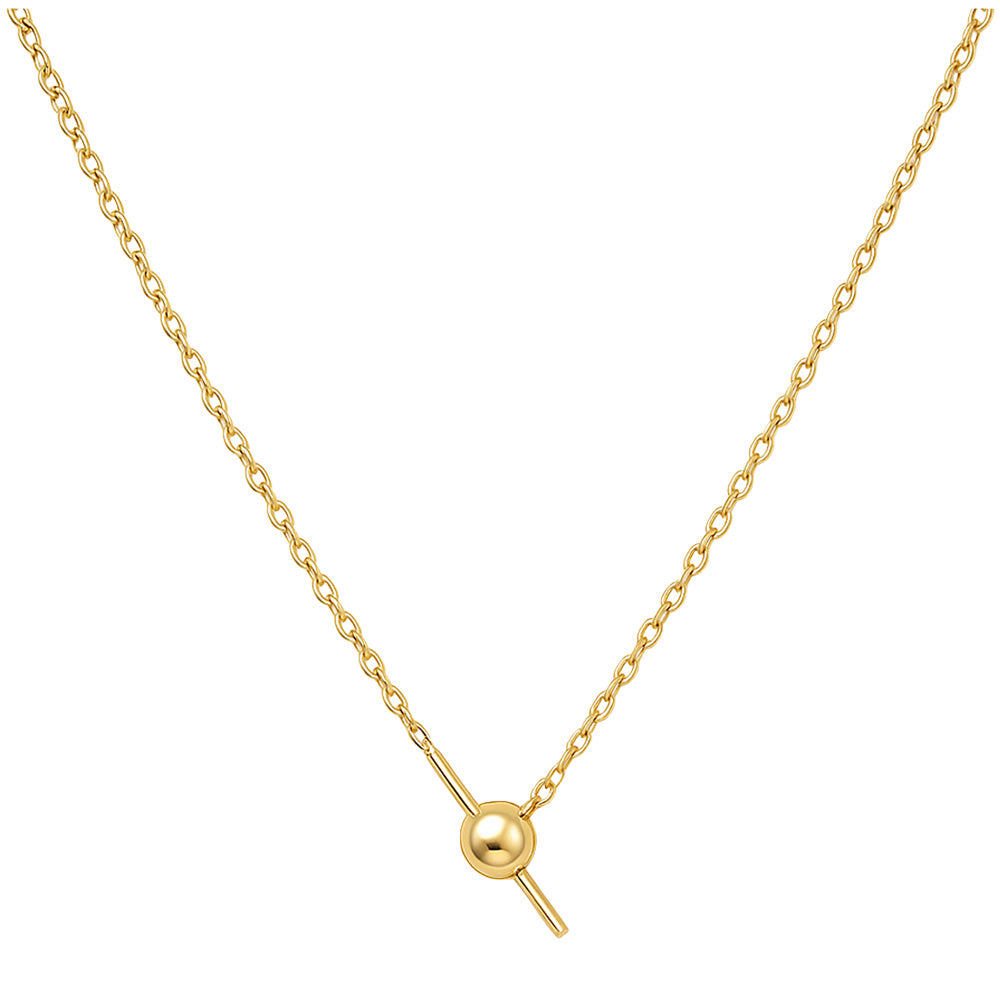 Collar de Cadena Acero color Dorado Con Cirre de Bola y Goma para CHARM
