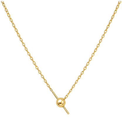 Collar de Cadena Acero color Dorado Con Cirre de Bola y Goma para CHARM