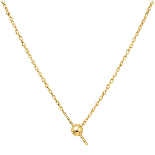 Collar de Cadena Acero color Dorado Con Cirre de Bola y Goma para CHARM