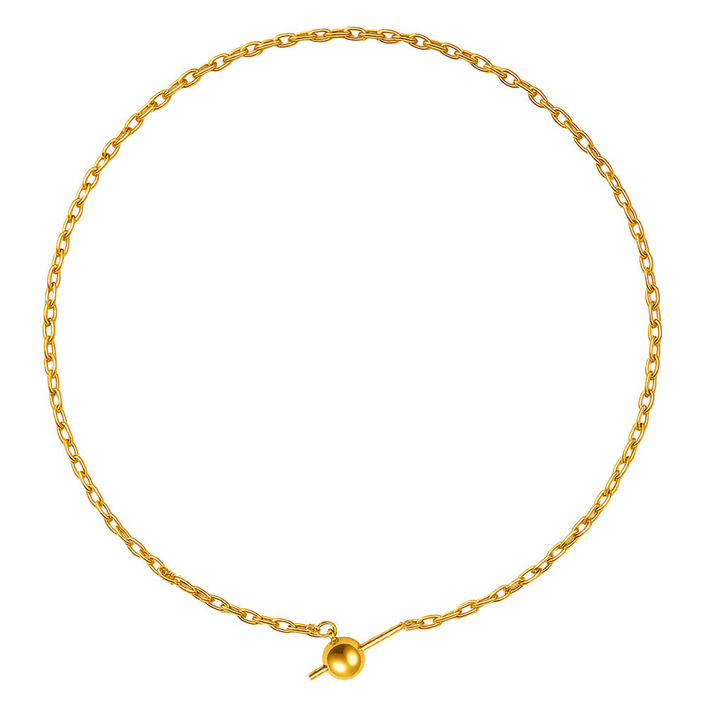 Pulsera de Cadena Acero color Dorado Con Cirre de Bola y Goma para CHARM