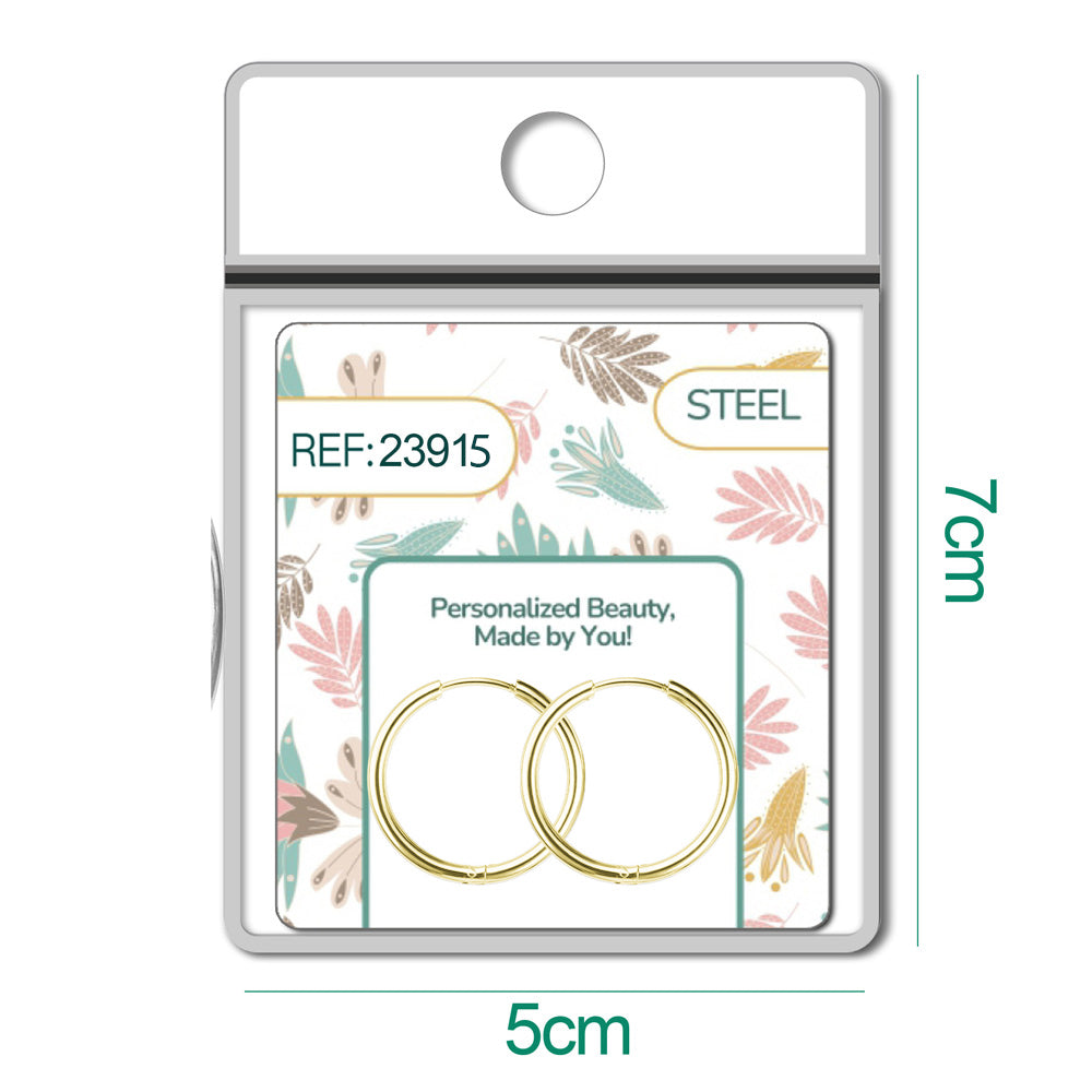 Pendiente de Aro Acero 16mm color Dorado para CHARM