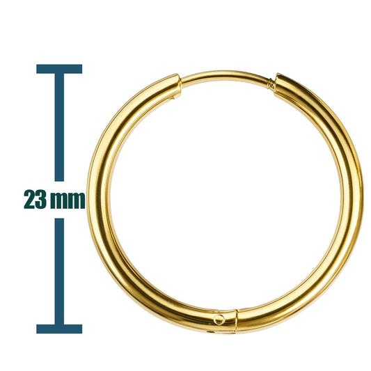 Pendiente de Aro Acero 20mm color Dorado para CHARM