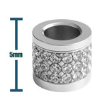 CHARM 6mm Acero Plateado con Agujero 3mm con Circonita para Cadena de Serpiente - cotigo
