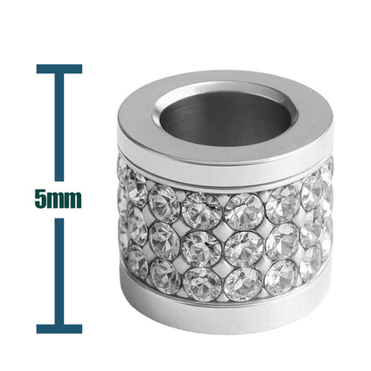 CHARM 6mm Acero Plateado con Agujero 3mm con Circonita para Cadena de Serpiente