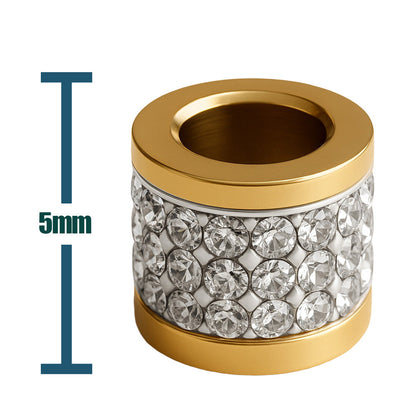 CHARM 6mm Acero Dorado con Agujero 3mm con Circonita para Cadena de Serpiente