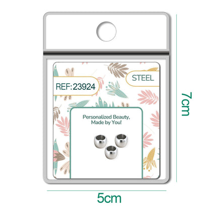 CHARM de Bola 6mm Acero Plateado con Agujero 3mm para Cadena de Serpiente