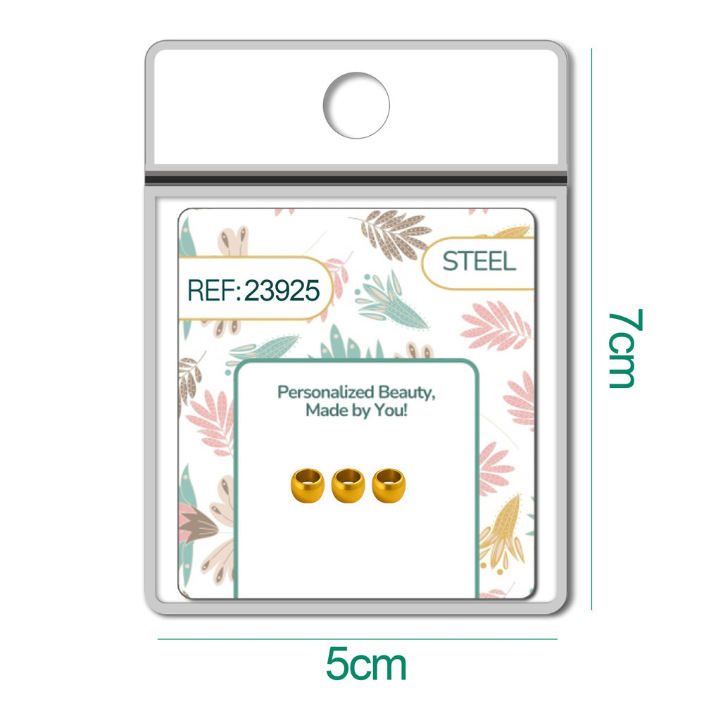 CHARM de Bola 6mm Acero Dorado con Agujero 3mm para Cadena de Serpiente