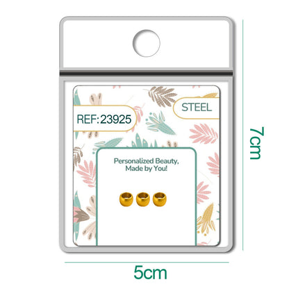 CHARM de Bola 6mm Acero Dorado con Agujero 3mm para Cadena de Serpiente