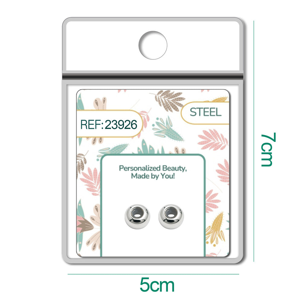 Bola plano 6mm Acero Plateado con Goma para Fijar CHARM en Cadena de Serpiente - cotigo