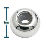 Bola plano 6mm Acero Plateado con Goma para Fijar CHARM en Cadena de Serpiente - cotigo