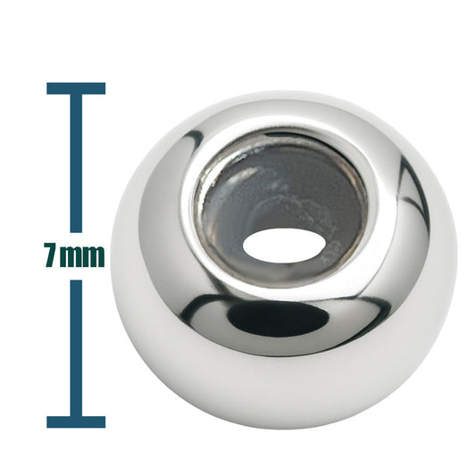 Bola plano 6mm Acero Plateado con Goma para Fijar CHARM en Cadena de Serpiente