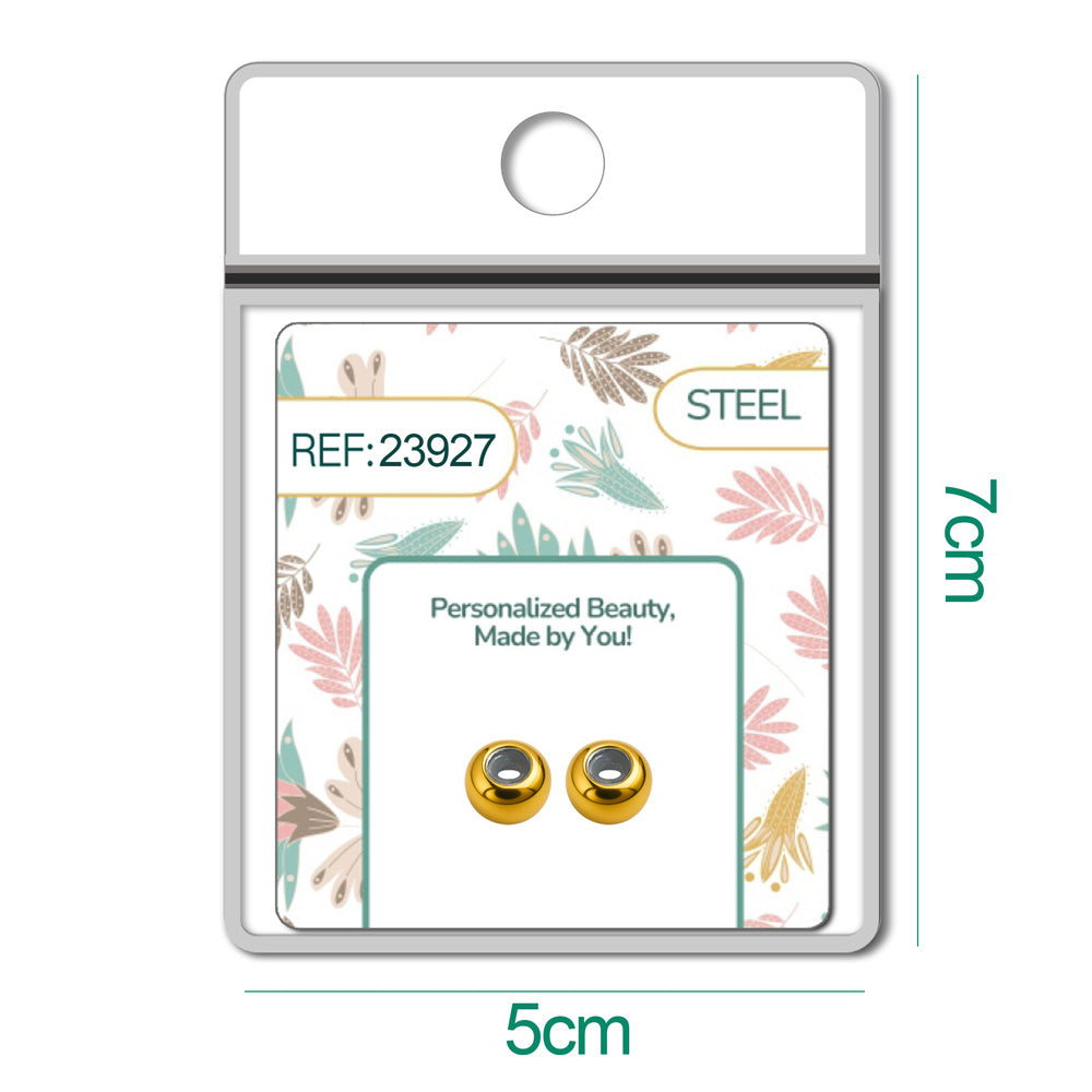 Bola plano 6mm Acero Dorado con Goma para Fijar CHARM en Cadena de Serpiente - cotigo