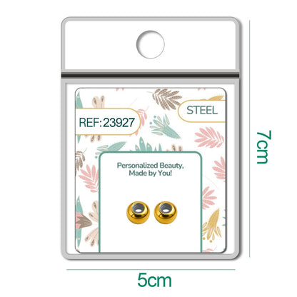 Bola plano 6mm Acero Dorado con Goma para Fijar CHARM en Cadena de Serpiente