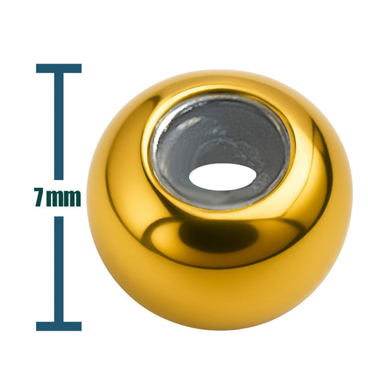Bola plano 6mm Acero Dorado con Goma para Fijar CHARM en Cadena de Serpiente