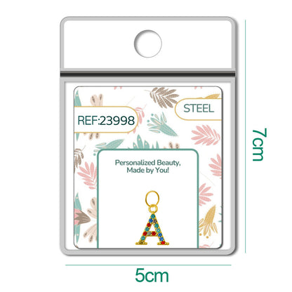 CHARM de Letra A Acero color Dorado con Circonita