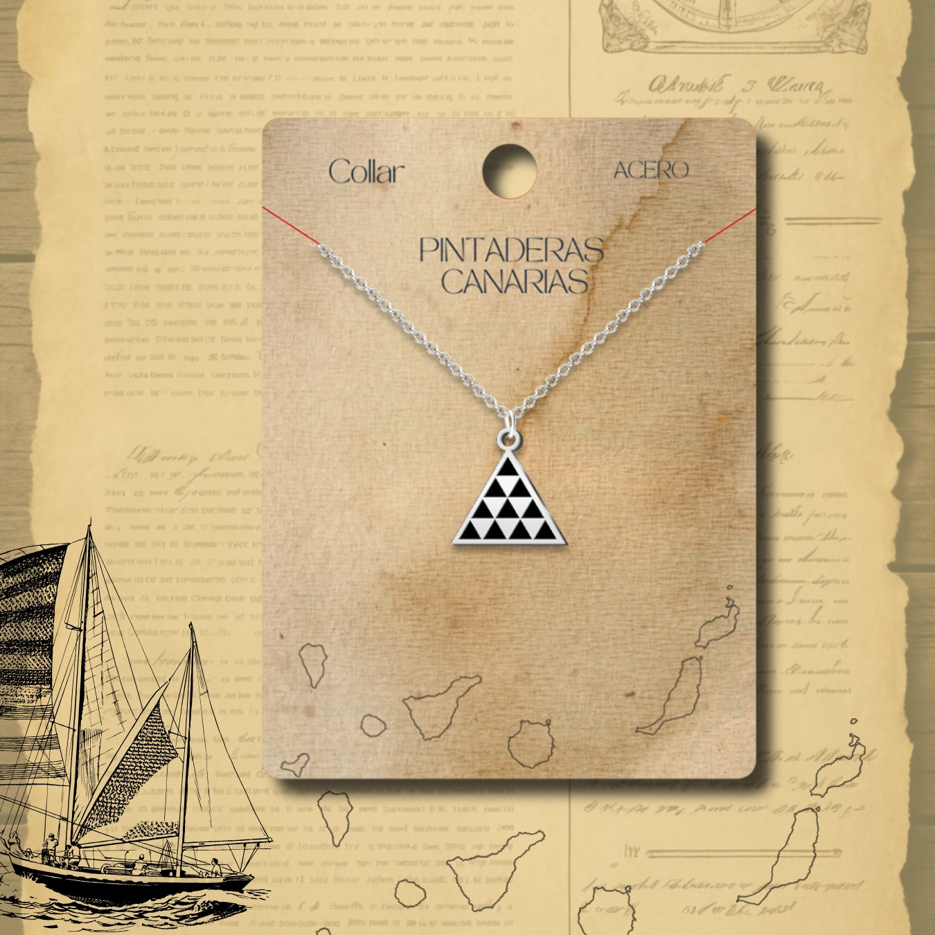 Colgante Pintadera Canarias Acero Plateado