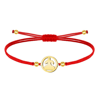 Pulsera Hilo Con Idolo de Tarra Acero Dorado
