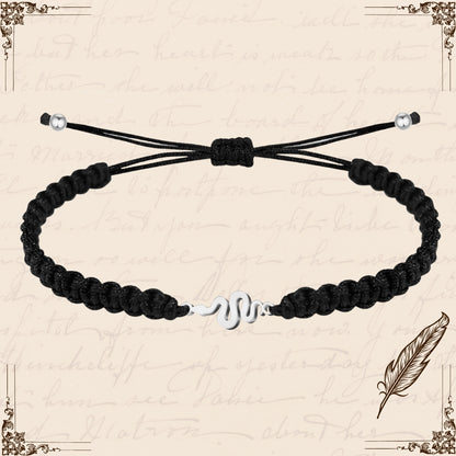 Pulsera Hilo Destino con Serpiente Acero Plateado