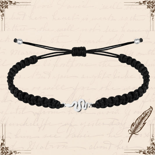 Pulsera Hilo Destino con Serpiente Acero Plateado