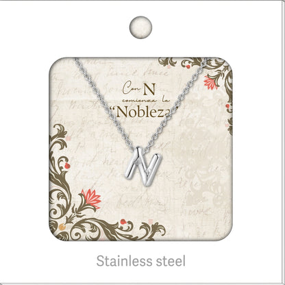 Collar Letra Inicial Acero Inoxidable con Tarjeta diseñado y Caja de Regalo, Regalo para Cumpleaños, Navidad, Día de Madera, San Valentín