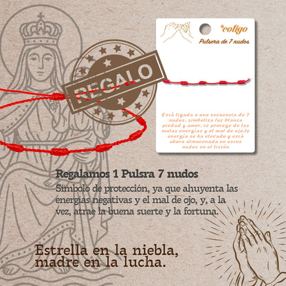 Pulsera 7 nudos con Virgen Covadonga Acero Platado
