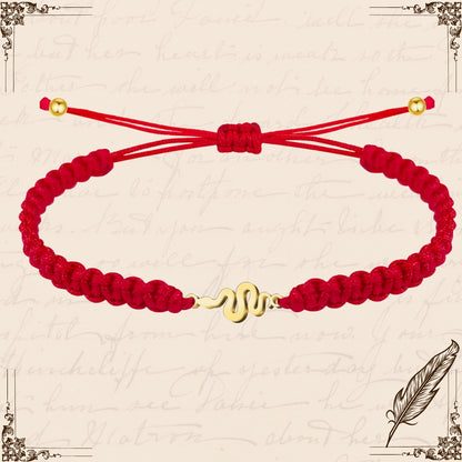 Pulsera Hilo Destino con Serpiente Acero Dorado