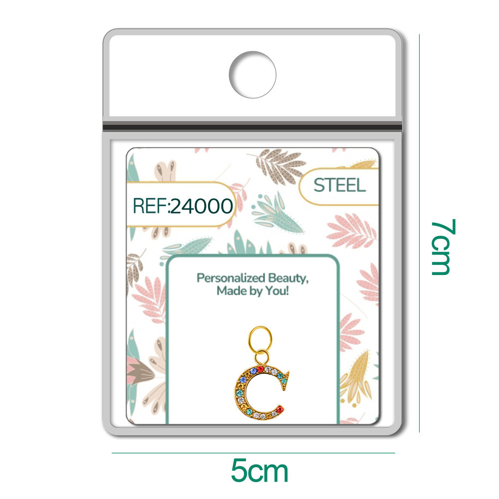 CHARM de Letra C Acero color Dorado con Circonita - cotigo