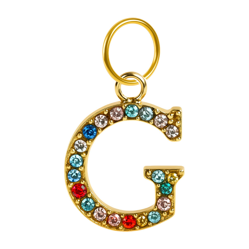 CHARM de Letra G Acero color Dorado con Circonita
