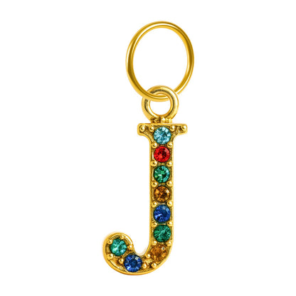 CHARM de Letra J Acero color Dorado con Circonita