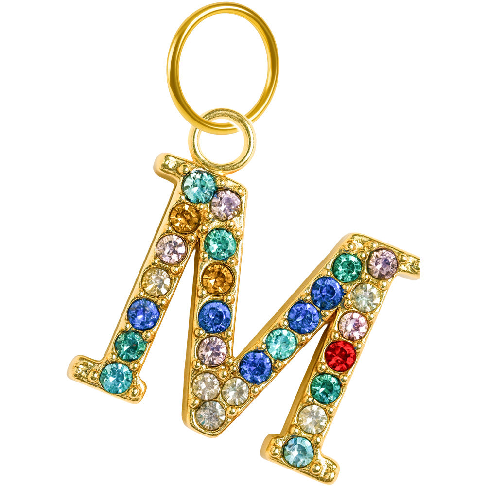 CHARM de Letra M Acero color Dorado con Circonita - cotigo