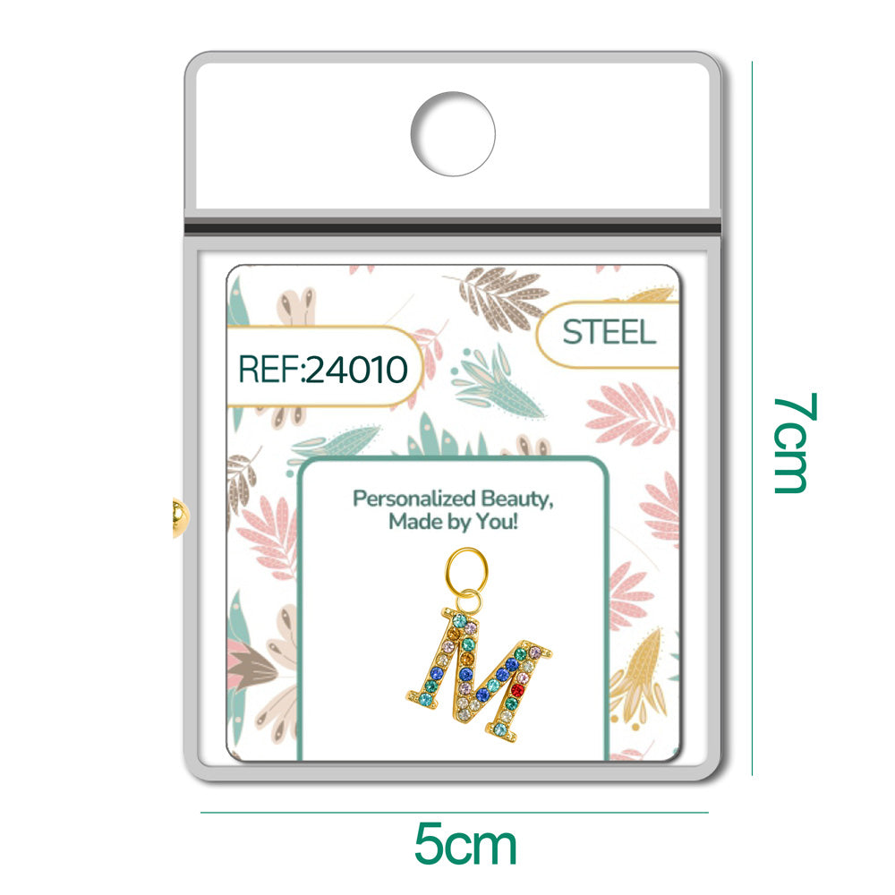 CHARM de Letra M Acero color Dorado con Circonita - cotigo