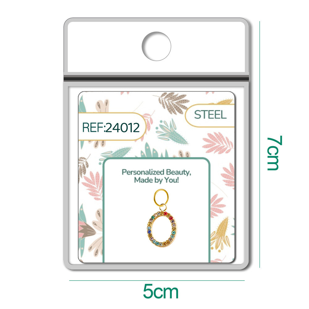 CHARM de Letra O Acero color Dorado con Circonita
