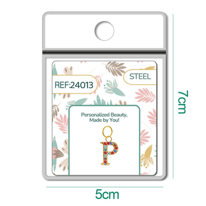 CHARM de Letra P Acero color Dorado con Circonita