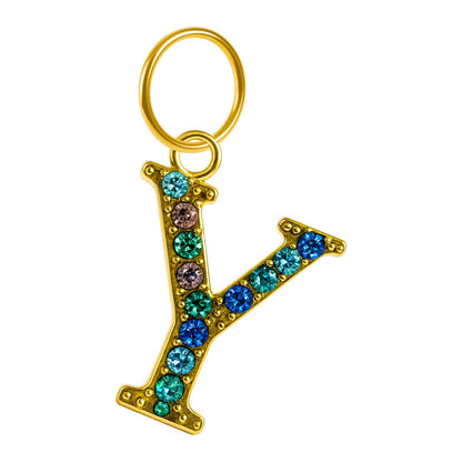 CHARM de Letra Y Acero color Dorado con Circonita