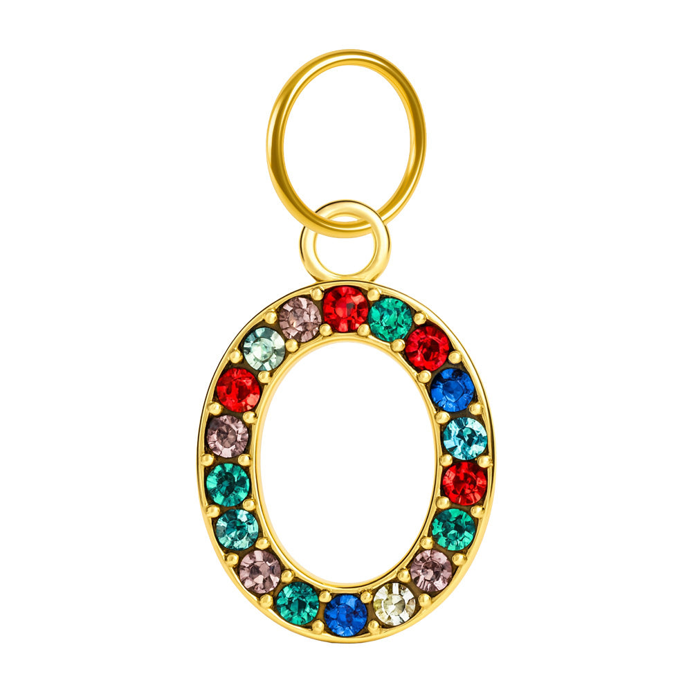CHARM de Número 0 Acero color Dorado con Circonita