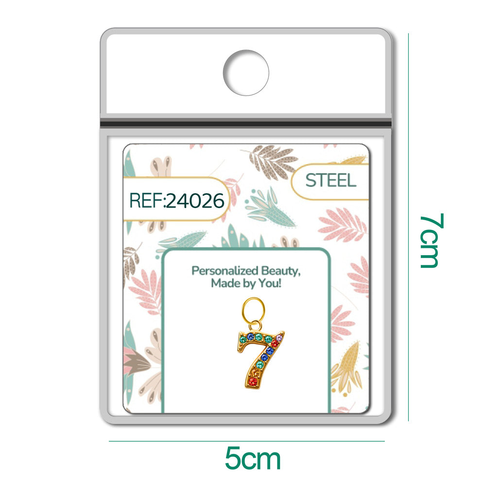 CHARM de Número 7 Acero color Dorado con Circonita - cotigo