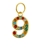 CHARM de Número 9 Acero color Dorado con Circonita - cotigo