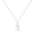 Collar con colgante silueta de la Virgen de Valvanera en acero inoxidable plateado con tarjeta de regalo