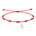 Pulsera de hilo rojo 7 nudos con medalla de la Virgen de Valvanera en acero inoxidable plateado con tarjeta de regalo