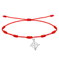 Pulsera Hilo Rojo Nudo de Bruja Diseño Estrella en Acero Inoxidable Plateado