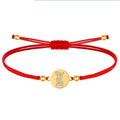 Pulsera de Hilo Encerado con San Miguel Arcángel en Acero Inoxidable en acabado dorado – vista principal