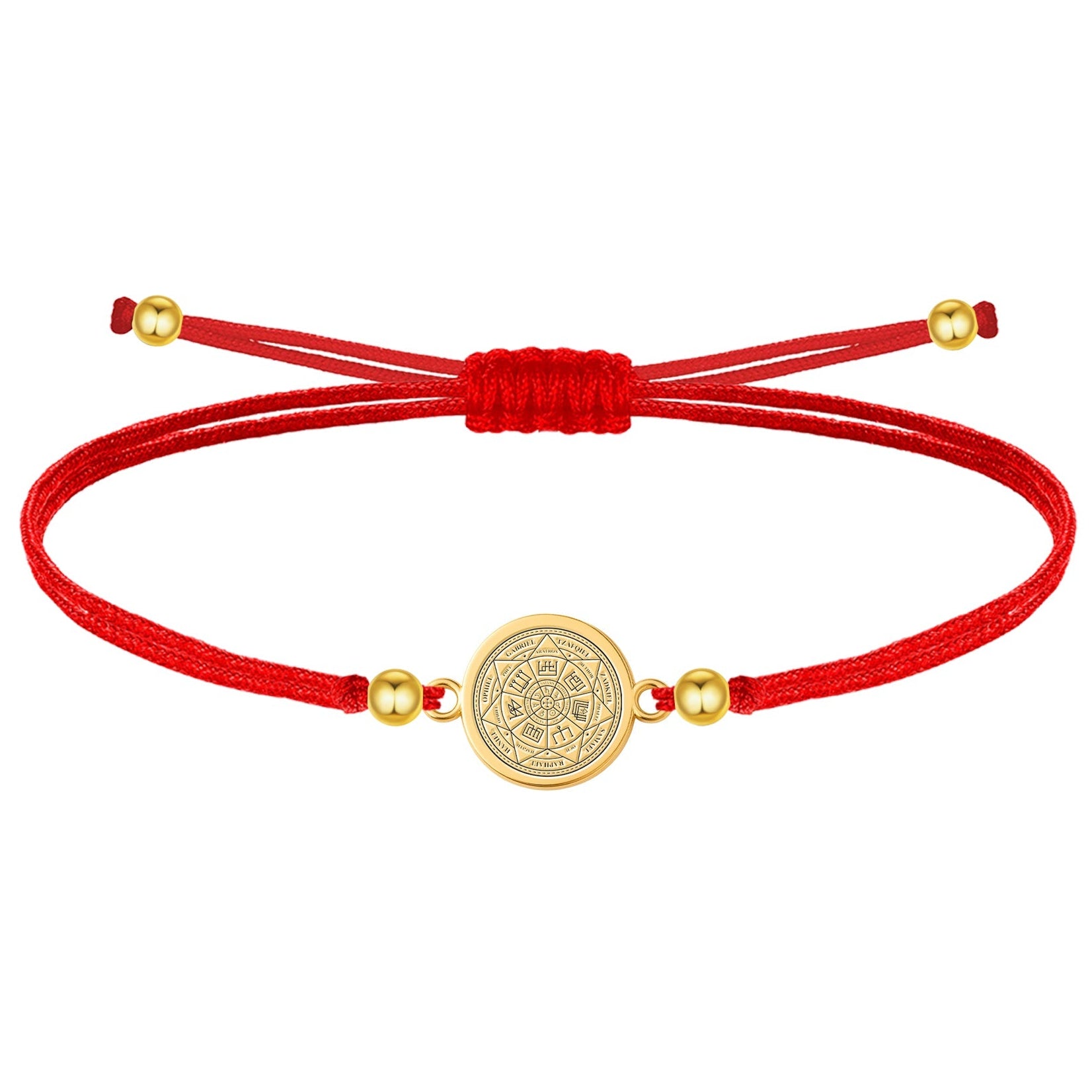 Pulsera de Hilo Encerado con Medalla de los 7 Arcángeles en acabado dorado – vista principal