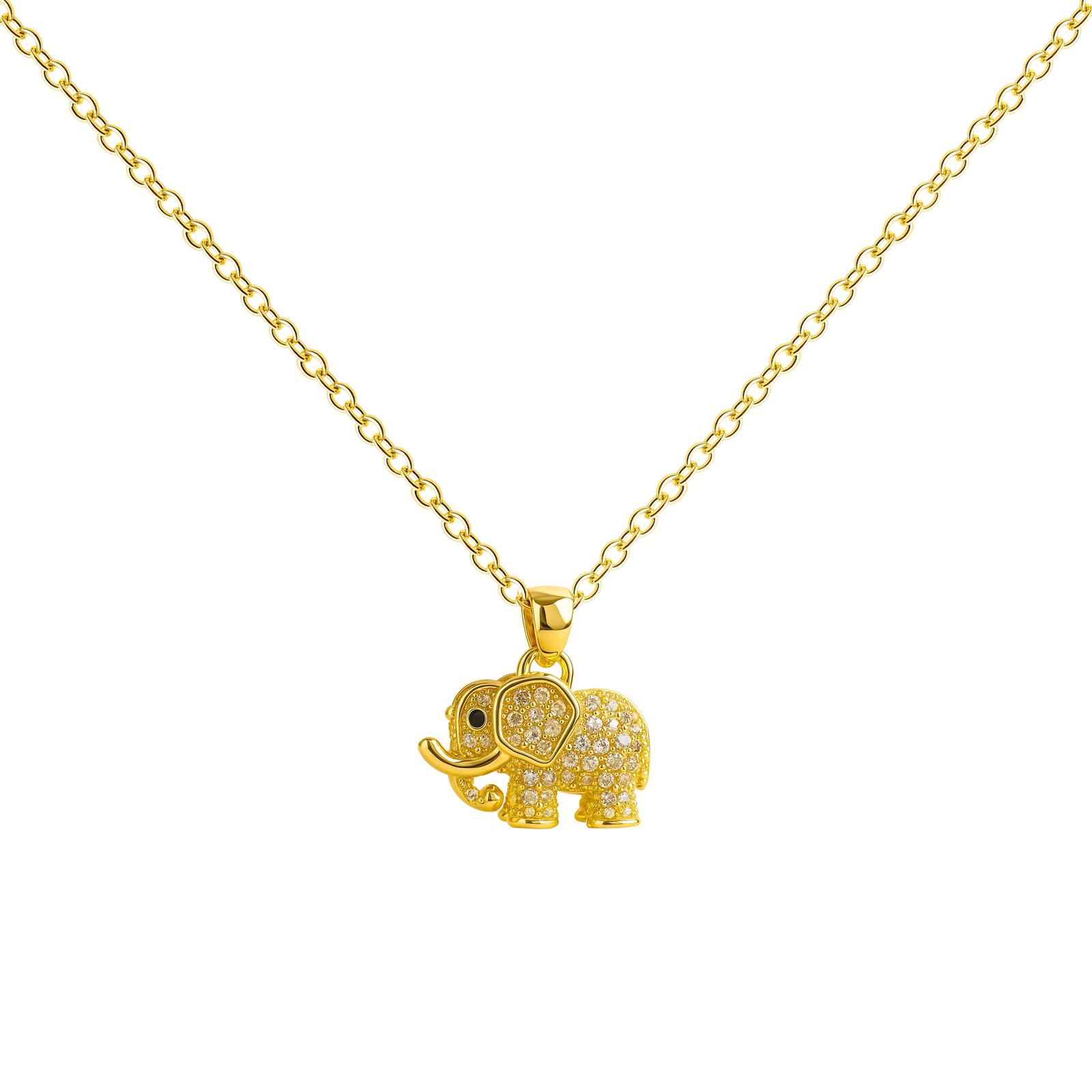 Colgante Elefante Dorado 14K con Circonita