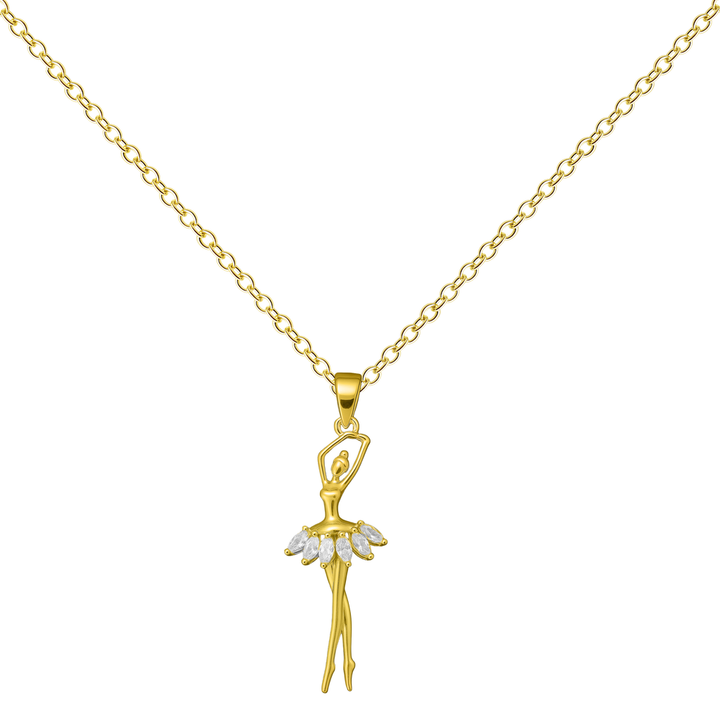 Colgante Bailarina Dorado 14K con Circonita