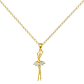 Colgante Bailarina Dorado 14K con Circonita