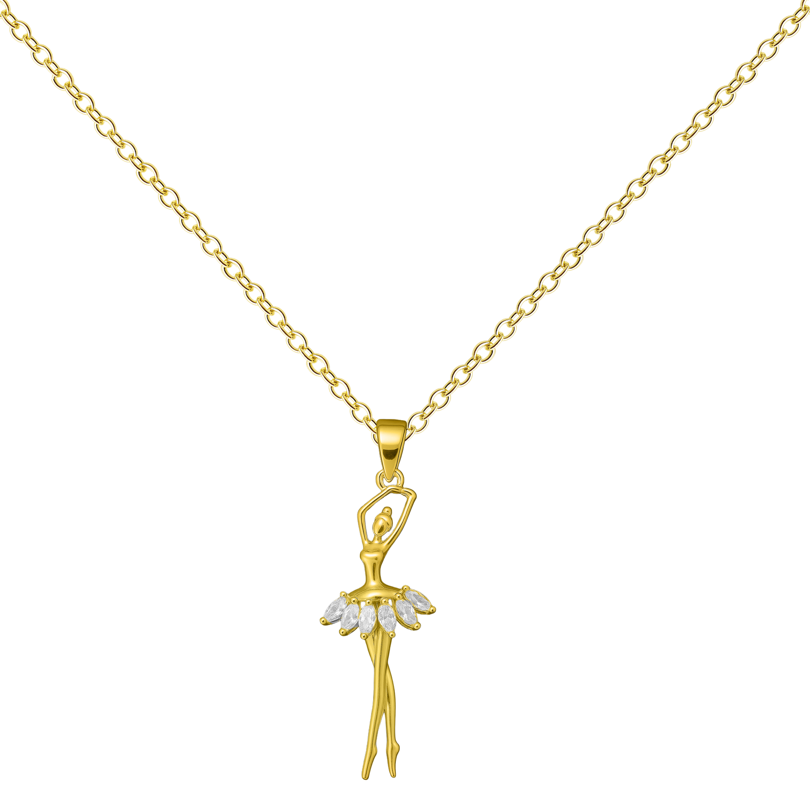 Colgante Bailarina Dorado 14K con Circonita